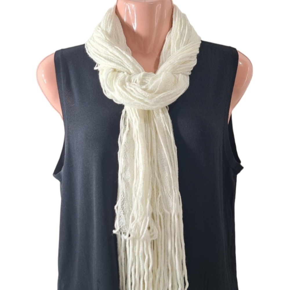 Women's Ivory Metallic Scarf